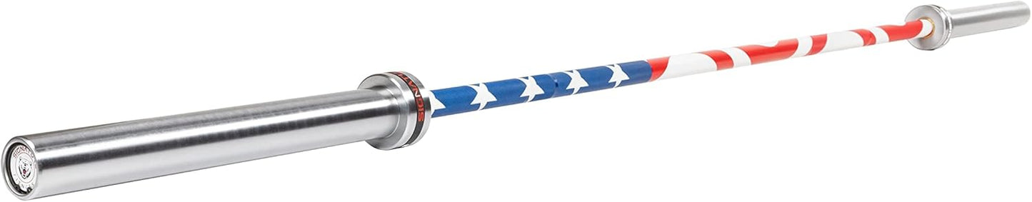 Fitvids Olympic Cerakote Barbell for Home & Commercial Gyms, 190K PSI Tensile Strength Rated for up to 1500LB Capacity, Flag