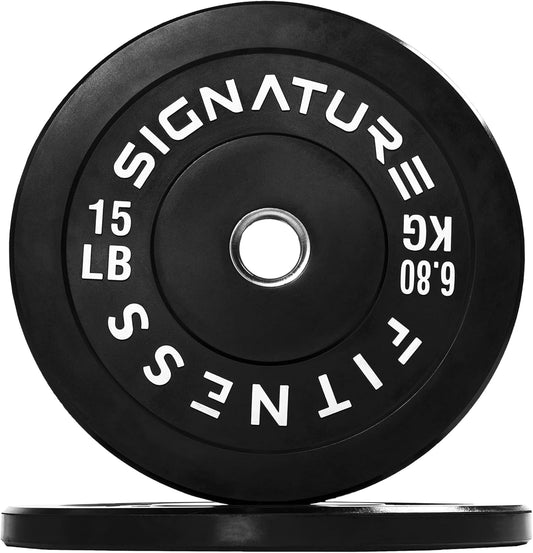 Fitvids Olympic Bumper Plates with Steel Hub 2-Inch Weight Plates for Strength Training & Weightlifting, Pairs or Sets or Sets with Barbell