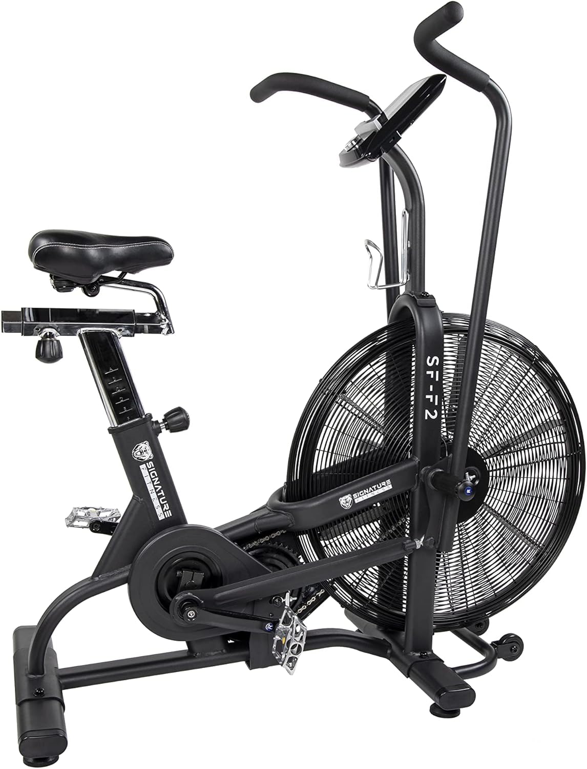 Fitvids Upright Fan Bike with Adjustable Seat and Handlebars for HIIT and Cardio Training, Black