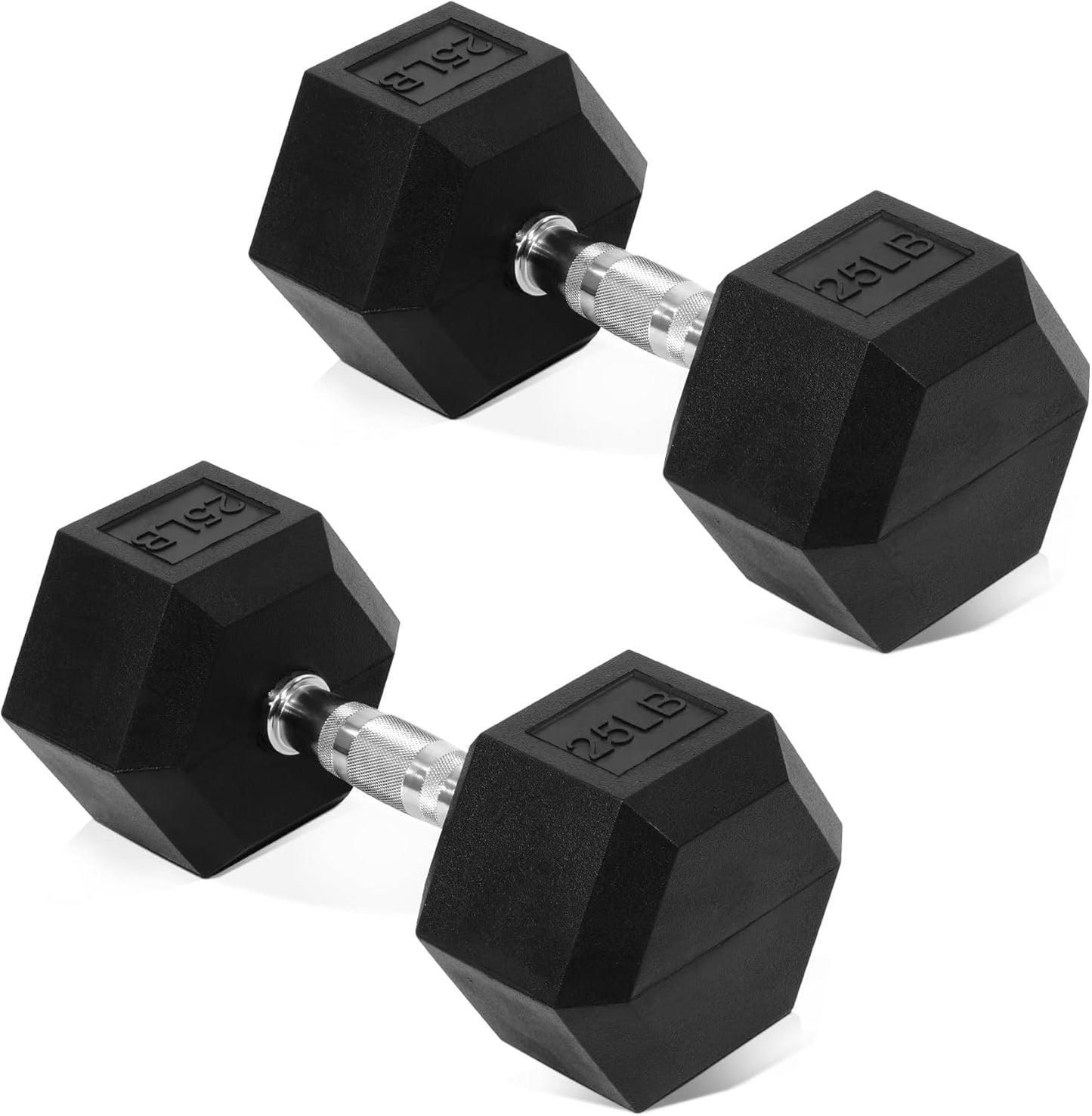 Fitvids Hex Dumbbells Rubber Coated Hand Weights for Exercises and Fitness, Pair