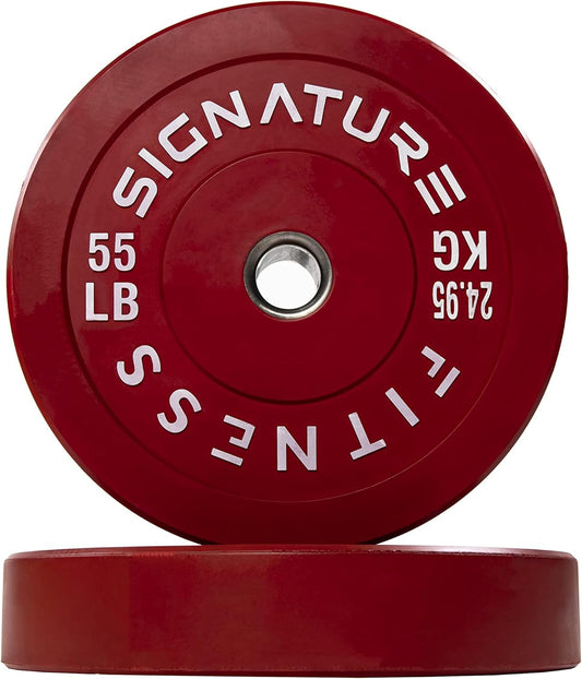 2" Olympic Bumper Plate Weight Plates with Steel Hub, 55LB Single, Colored