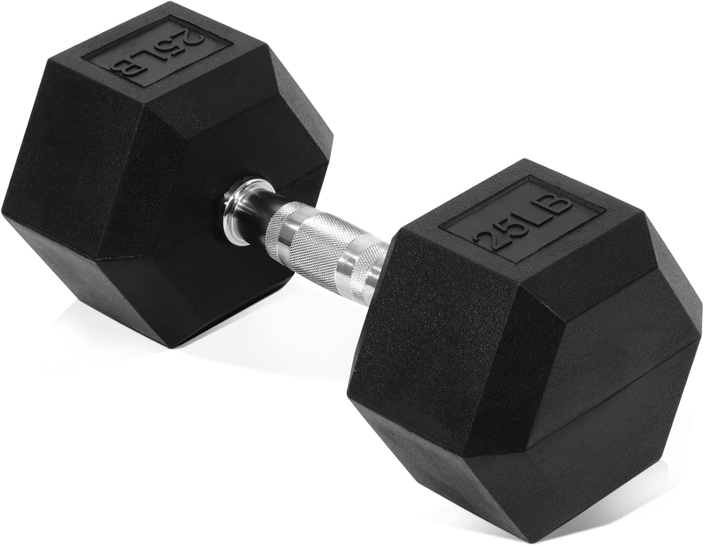 Fitvids Hex Dumbbells Rubber Coated Hand Weights for Exercises and Fitness, 25 LB Single