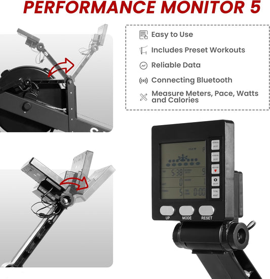 Fitvids Rowing Machine for Home, Professional Indoor Rowers, Wind Resistance Rowers with LCD Display, Adjustable Air Resistance, Comfortable Seat Cushion, Easy Storage