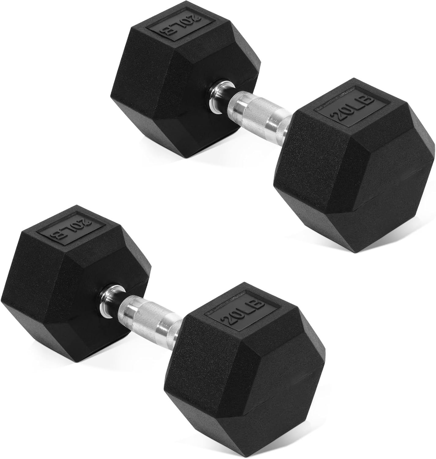 Fitvids Hex Dumbbells Rubber Coated Hand Weights Pairs for Exercises and Fitness, 20 LB Pair