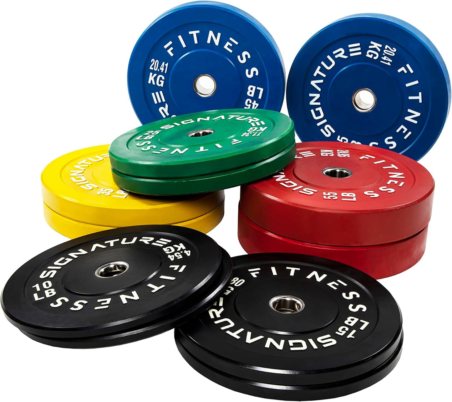 2" Olympic Bumper Plate Weight Plates with Steel Hub, Pairs or Sets or Sets with Barbell, Multiple Packages