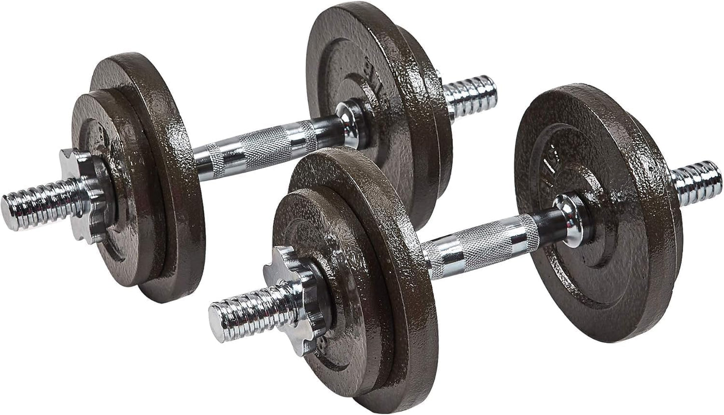 Fitvids Adjustable Dumbbell Set, 40LB Cast Iron Weight Plates with Non-Slip Ergonomic Handles, Detachable Barbell Connector for Full-Body Workouts, Compact Design for Home Gym & Small Spaces
