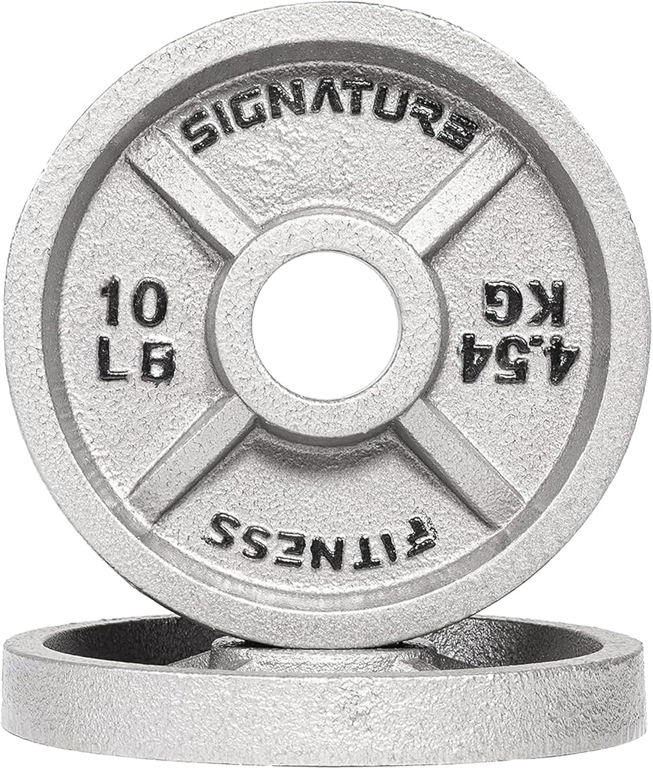 Fitvids Cast Iron Plate Weight Plate for Strength Training and Weightlifting, 1-Inch Center (Olympic), 10LB (Pair)