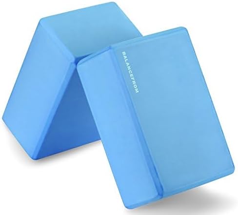 Fitvids Set of 2 High Density Premium EVA Yoga Blocks, 9"x6"x4" Each, Pair, Blue