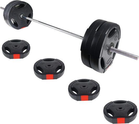 Fitvids Vinyl Standard 1-Inch Plate Weight Plate Set with 5FT Standard Bar for Strength Training and Weightlifting, 80LBS Set(4x 20LBS, 5FT Bar)