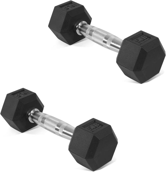 Fitvids Hex Dumbbells Rubber Coated Hand Weights for Exercises and Fitness, Pair