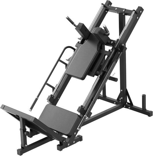 Fitvids Leg Press Hack Squat Machine, Plate Loaded Adjustable Leg Press Machine, Hack Squat Machine with Weight Storage Posts Home Gym, 1100 LB Capacity