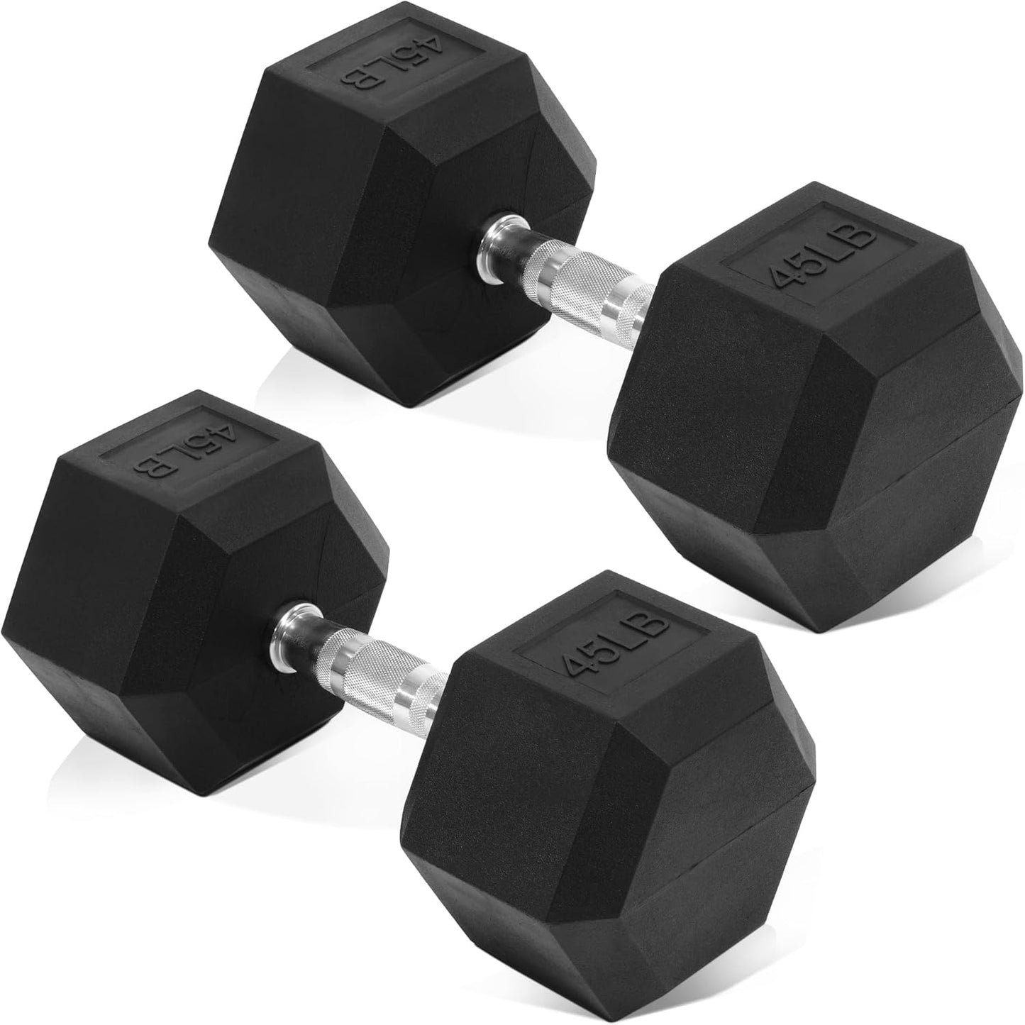 Fitvids Hex Dumbbells Rubber Coated Hand Weights for Exercises and Fitness, Pair