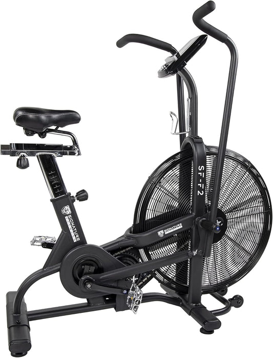 Fitvids Upright Fan Bike with Adjustable Seat and Handlebars for HIIT and Cardio Training, Black