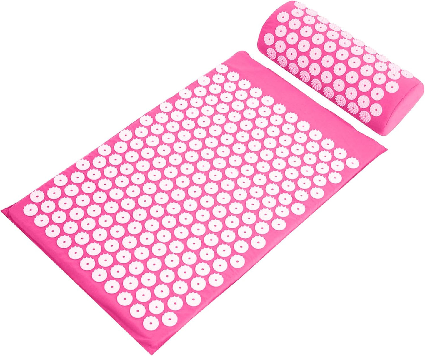 Fitvids Acupressure Mat and Pillow Set for Back/Neck Pain, Acupuncture Products to Relieve Muscle Fatigue, Improve Insomnia for Sedentary People, Acupuncture Eases Stress, Massage Mat, Pink