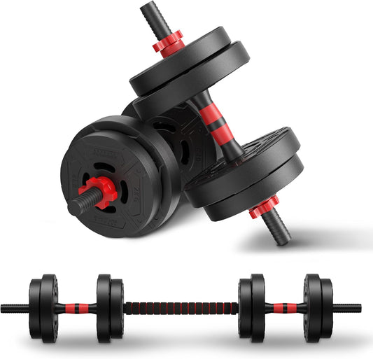 Fitvids Multi-Functional Portable Changeable Dumbbell and Barbell Kettlebell Set with Adjustable Weights, Multiple Styles, 40LBS or 60LBS Sets