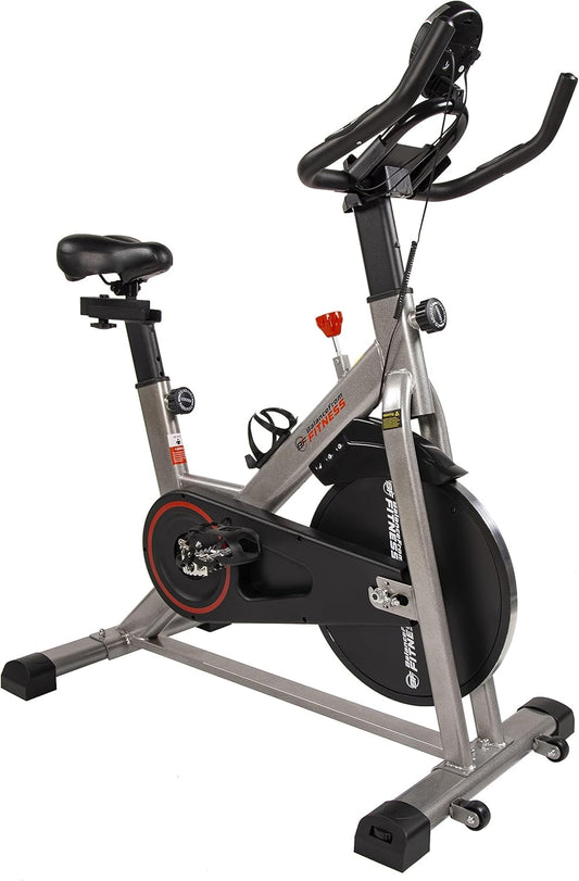 Fitvids Indoor Cycling Bike - Heavy Duty Stationary Exercise Bike with Adjustable Seat & Silent Resistance System - Workout Bike with Tablet Holder & Comfortable Seat Cushion