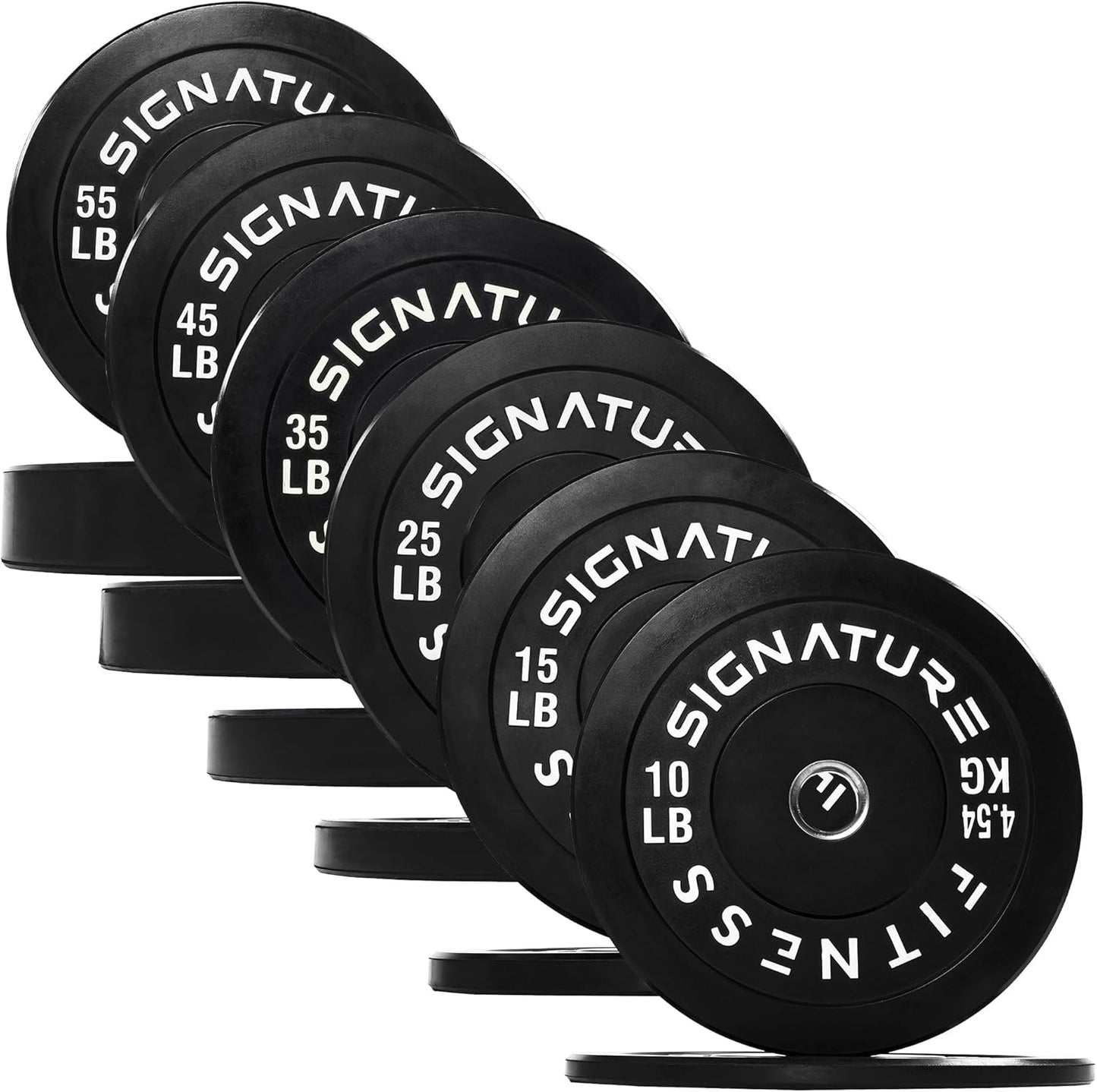 Fitvids Olympic Bumper Plates with Steel Hub 2-Inch Weight Plates for Strength Training & Weightlifting, Pairs or Sets or Sets with Barbell