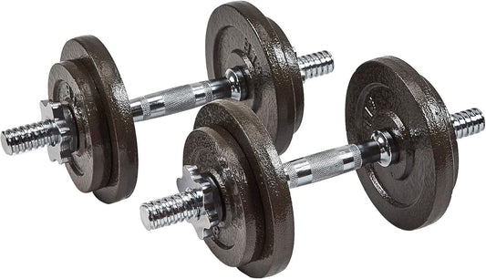 Fitvids Adjustable Dumbbell Set, 40LB Cast Iron Weight Plates with Non-Slip Ergonomic Handles, Detachable Barbell Connector for Full-Body Workouts, Compact Design for Home Gym & Small Spaces