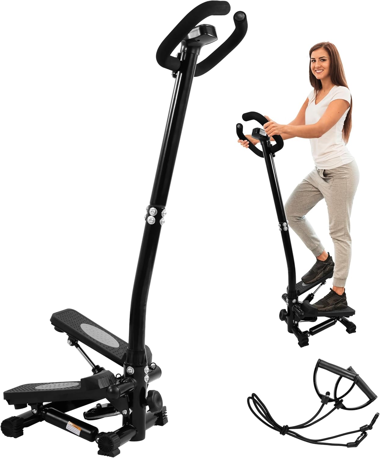 Fitvids Steppers for Exercise, Stair Steeper with Resistance Bands, Portable Stepper Capable of Full-Body Exercise, Low Noise and Smooth, Bear 300 lbs