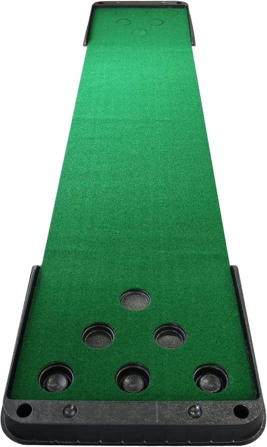 Fitvids Golf Pong Game Set, Putting Mat Indoor & Outdoor Golf Putters, 12 Hole Covers Putting Green Practice Training Aid Golf Gifts for Home, Office, Backyard