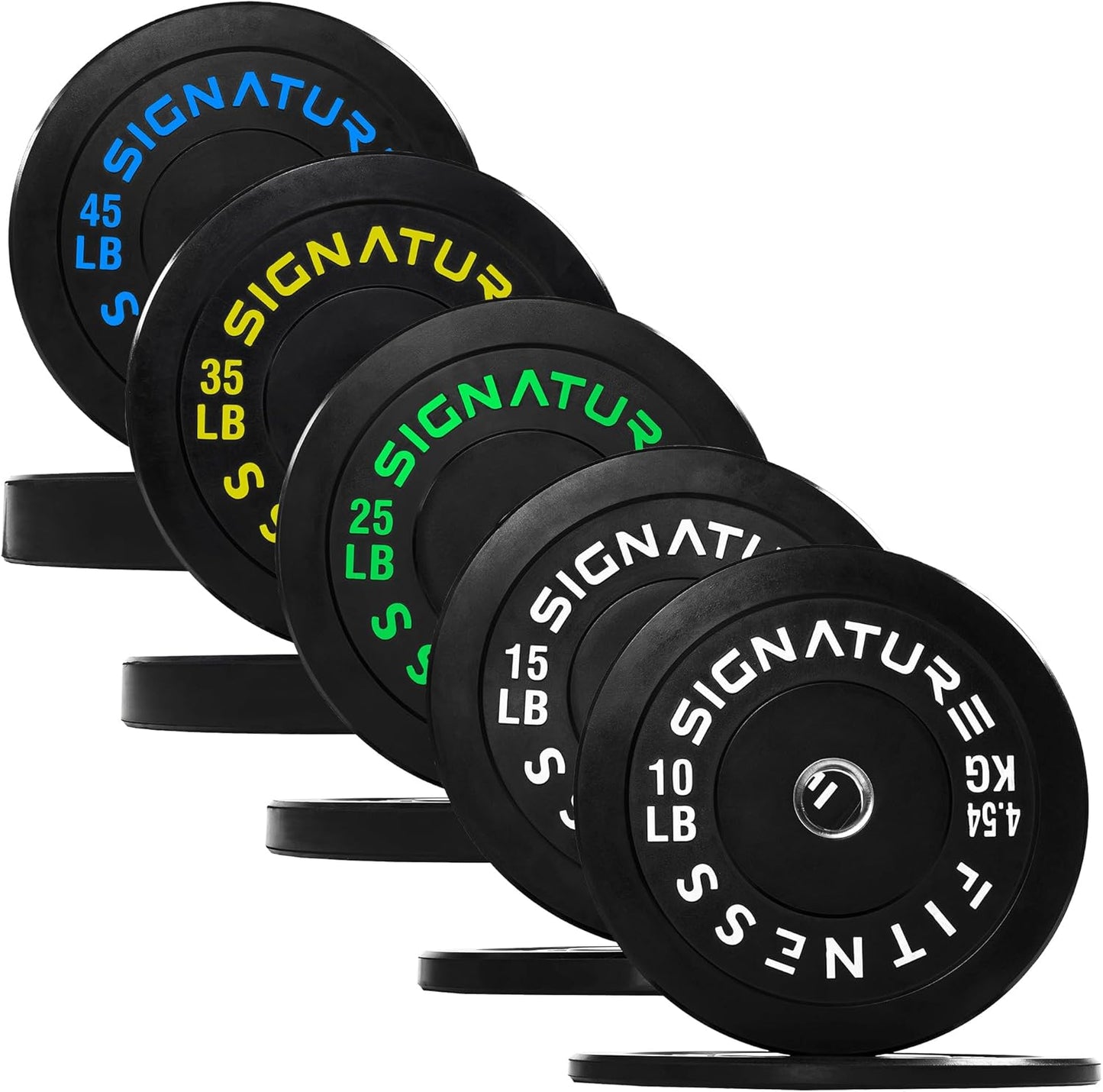 Fitvids Olympic Bumper Plates with Steel Hub 2-Inch Weight Plates for Strength Training & Weightlifting, Pairs or Sets or Sets with Barbell