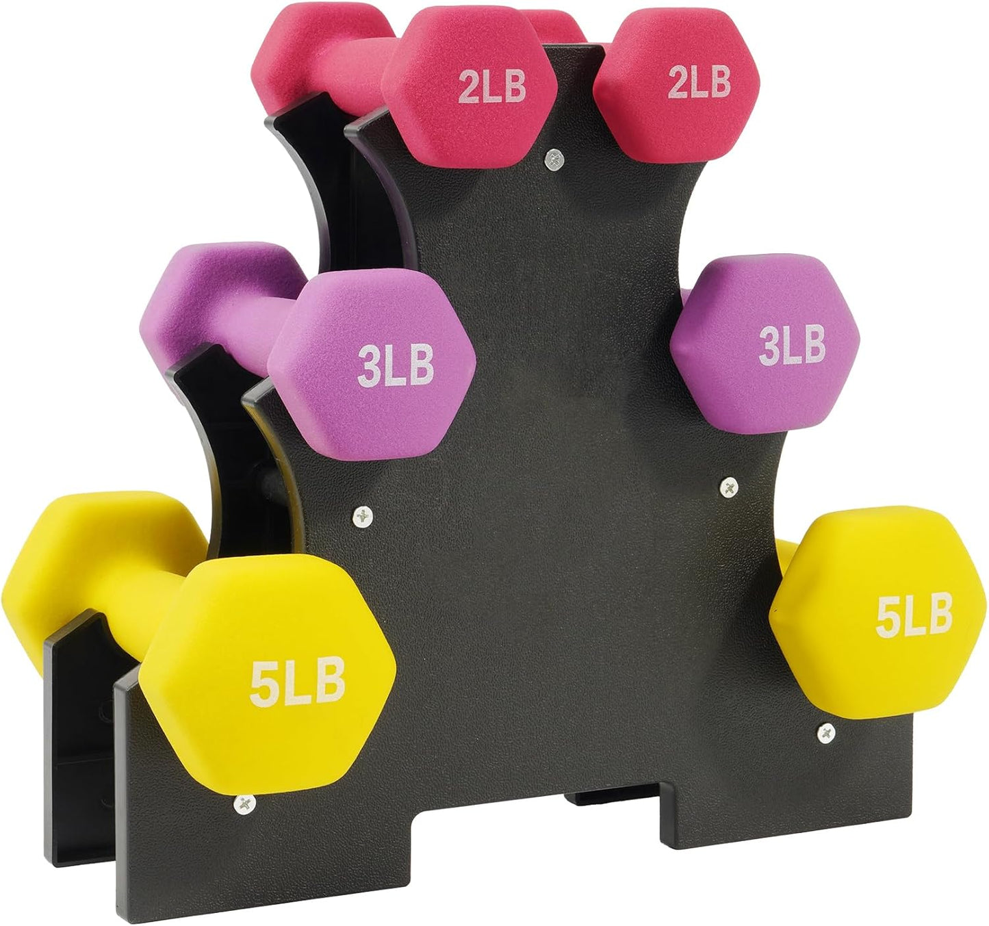 Fitvids Colored Neoprene Dumbbell Set with Rack, Multiple Weight Options, 20LBS, 32LBS, 50LBS, 56LBS Sets
