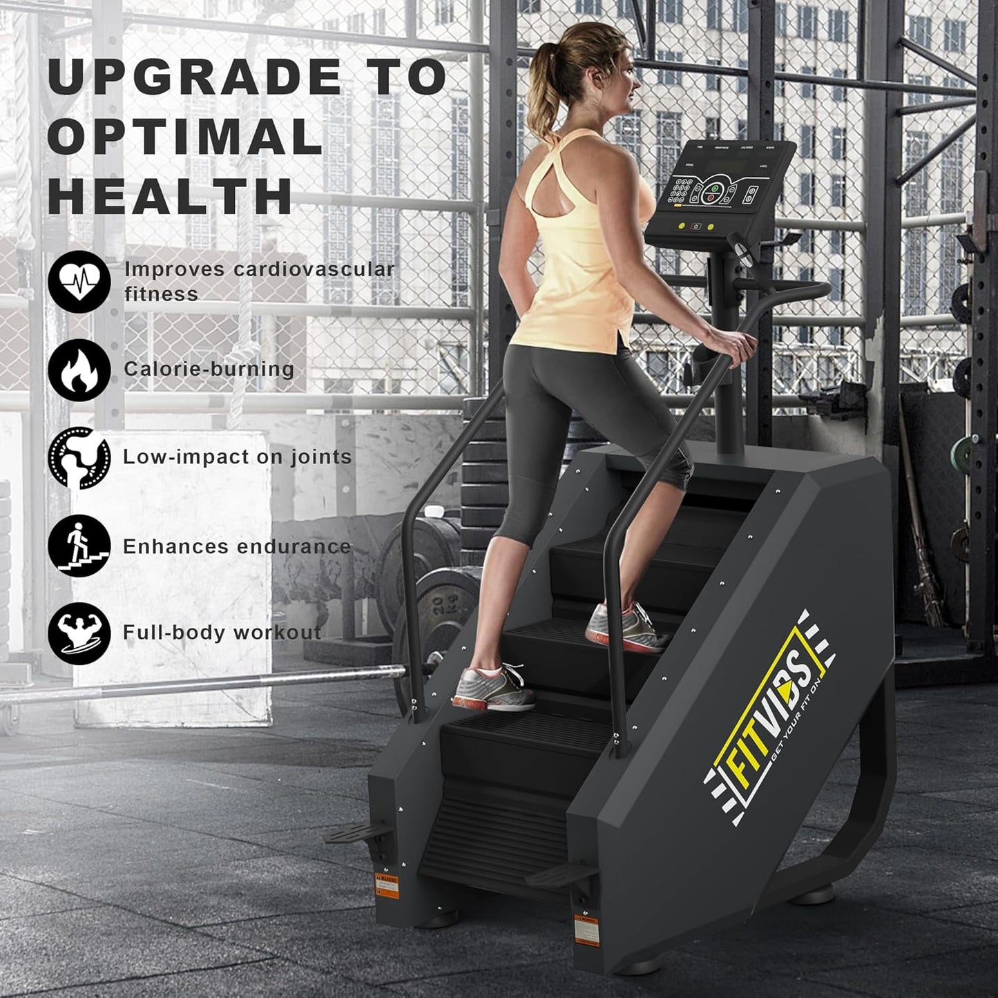 Fitvids Stair Stepper Machine, Continuous Climbing Stair Machine, Commercial Grade Stair Stepping Machine for Cardio and Lower Body Workouts