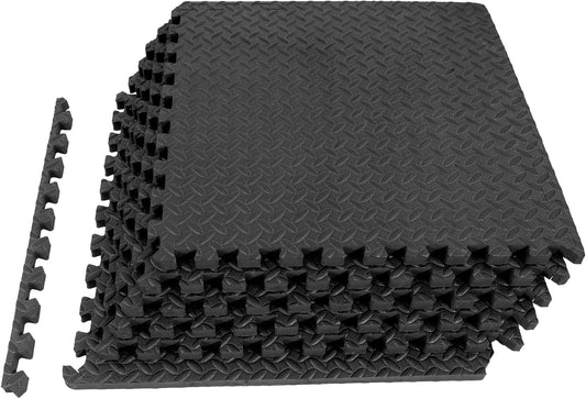 Fitvids Puzzle Exercise Gym Flooring Mat, 1" Thick High-Density EVA Interlocking Tiles Workout Mat for Home Gym, Fitness Equipment, MMA, Gymnastics, 6-Piece Shock-Absorbing Exercise Mat (24 Sq Ft)