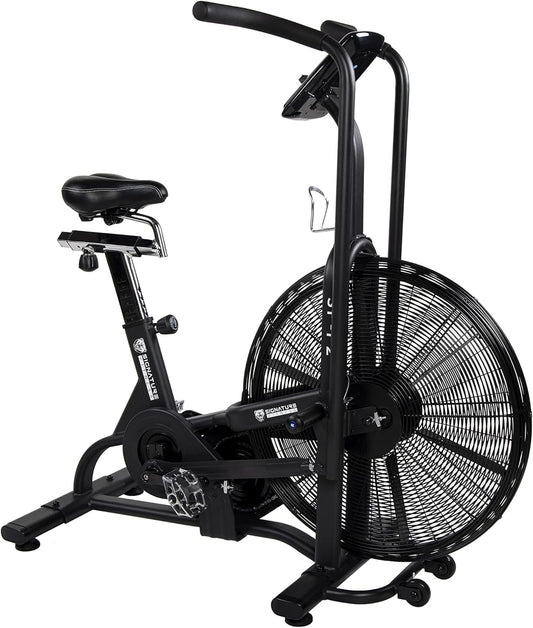Fitvids Upright Fan Bike with Adjustable Seat and Handlebars for HIIT and Cardio Training, Black