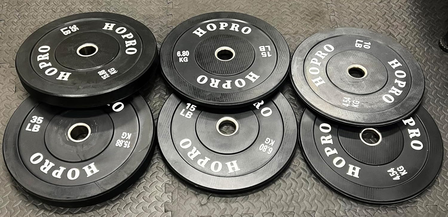 2" Olympic Bumper Plate Weight Plates with Steel Hub, 120-Pound Set, 2x 10LB, 2x 15LB, 2x 35LB