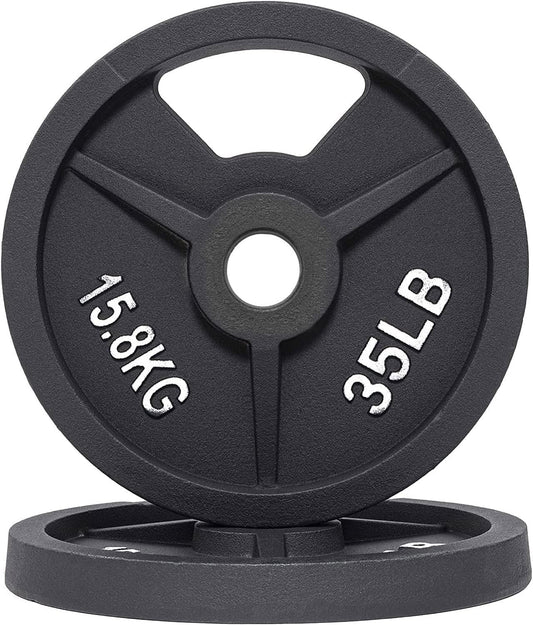 Fitvids Standard Cast Iron 1-Inch Weight Plate for Strength Training & Weightlifting, Multiple Weights Available, 35LB (Single)