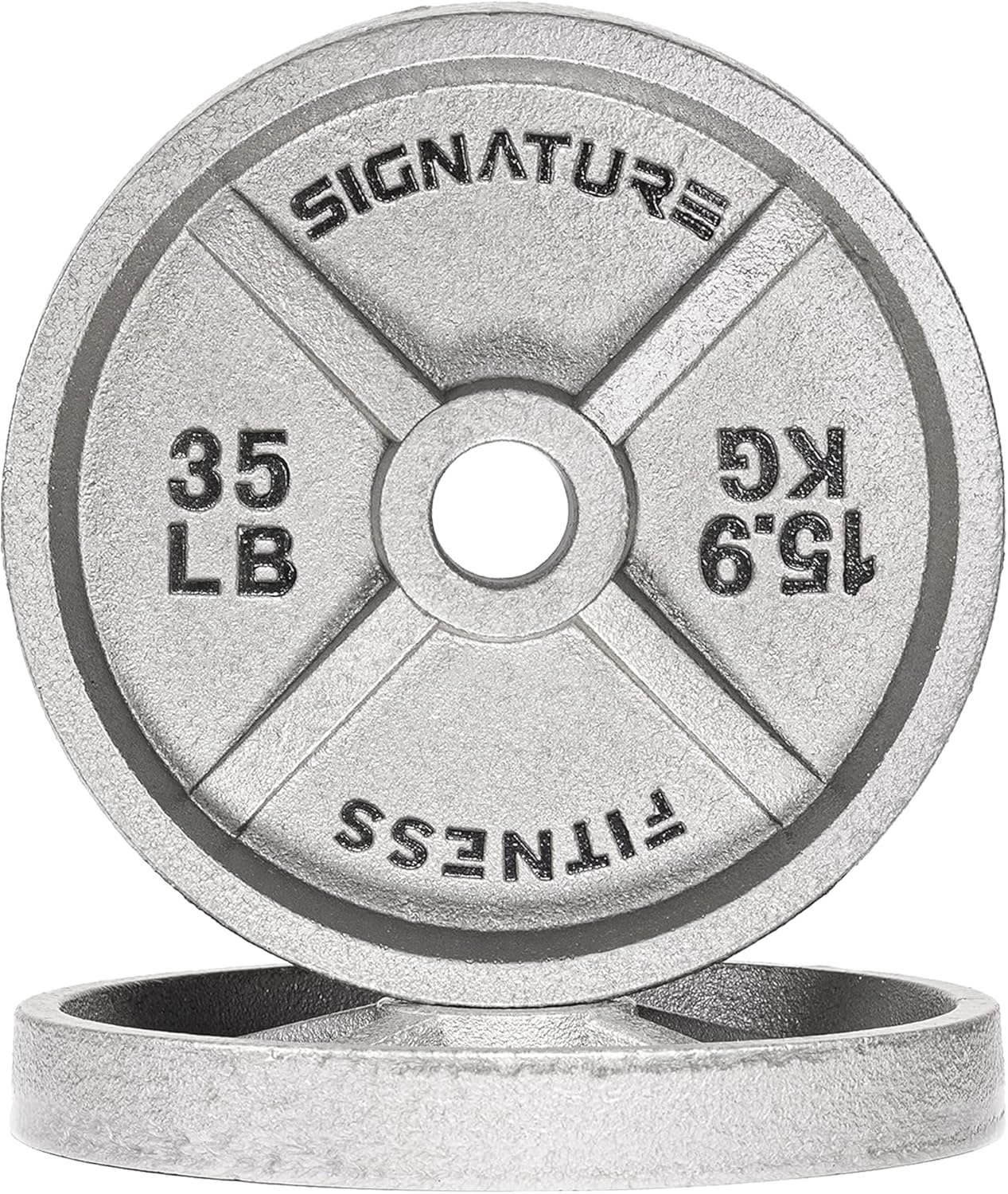 Fitvids Cast Iron Plate Weight Plate for Strength Training and Weightlifting, 1-Inch Center (Olympic), 35LB (Pair)