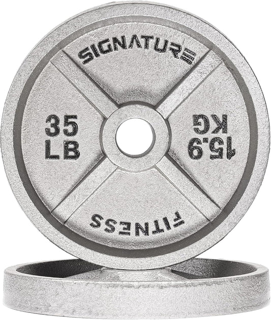 Fitvids Cast Iron Plate Weight Plate for Strength Training and Weightlifting, 1-Inch Center (Olympic), 35LB (Pair)