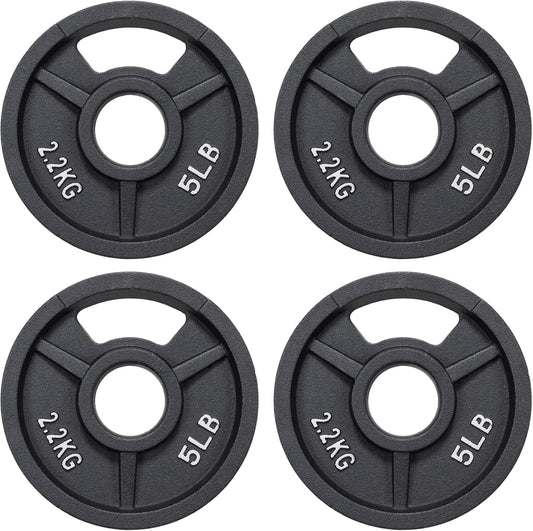 Fitvids Standard Cast Iron 1-Inch Weight Plate for Strength Training & Weightlifting, Multiple Weights Available, 5LB (Set of 4)