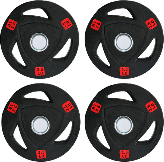 Fitvids standard Cast Iron 1-inch Weight Plate for Strength Training & Weightlifting, Rubber Coate Style, 2.5lbs (Set of 4)