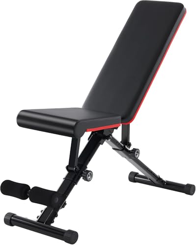 Fitvids Heavy Duty Adjustable and Foldable Utility Weight Bench for Upright, Incline, Decline, and Flat Exercise